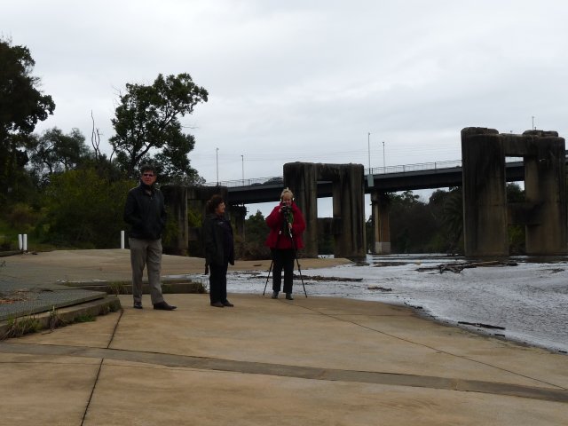 Janny Ely, Peter Read & Jill Barnes filming at Liverpool Weir